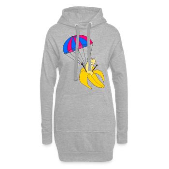 Parachute banana parachute jump gift idea - Hoodie Dress - heather grey - Front