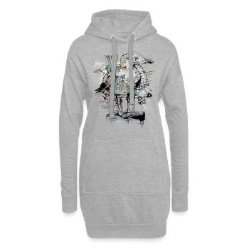 Mouette Mer Baltique - Sweat-shirt à capuche long Femme - gris chiné - Devant