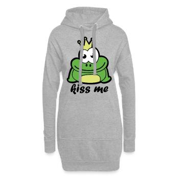mignon grenouille roi Embrasse-moi - Sweat-shirt à capuche long Femme - gris chiné - Devant