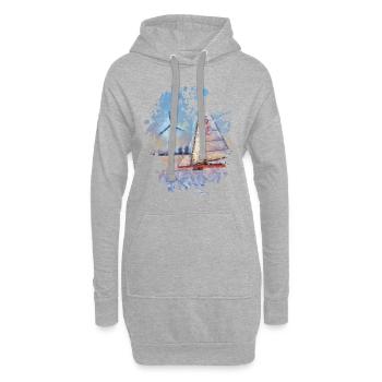 Segelboot - Hoodie-Kleid - Grau meliert - Vorne