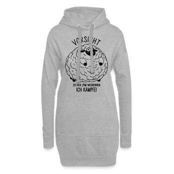 Schaf - Vorsicht zu dick zum wegrennen Ich kämpfe - Hoodie-Kleid - Grau meliert - Vorne