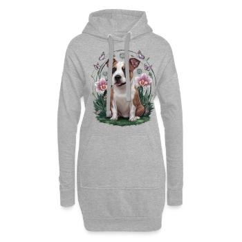 Staffordshire Bull Terrier avec des papillons - Sweat-shirt à capuche long Femme - gris chiné - Devant