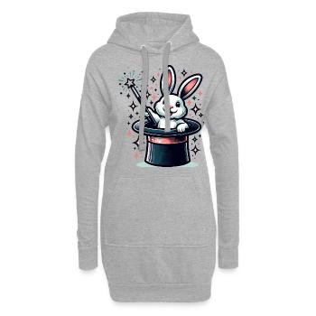 Zauberhafter Hase Im Hut Mit Magischem Stern - Hoodie-Kleid - Grau meliert - Vorne