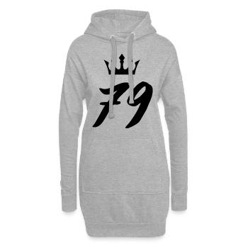 79 Couronne numérique - Sweat-shirt à capuche long Femme - gris chiné - Devant
