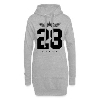 28 Zahl Krone - Hoodie-Kleid - Grau meliert - Vorne