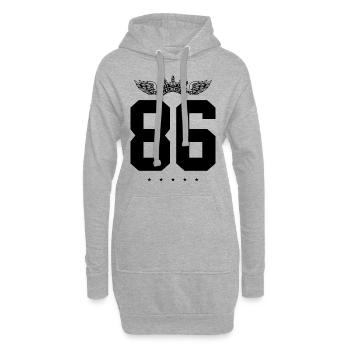86 Zahl Krone - Hoodie-Kleid - Grau meliert - Vorne