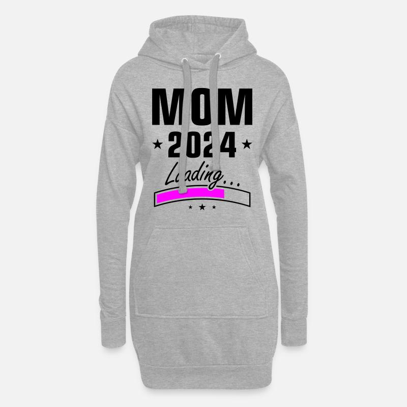 Mama 2024 Loading Mom - Hoodie-Kleid - Grau meliert