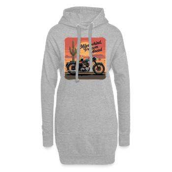 Miles Behind, Freedom Ahead – Biker-Abenteuer - Hoodie-Kleid - Grau meliert - Vorne
