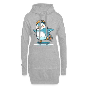 Glissez avec ce pingouin - Sweat-shirt à capuche long Femme - gris chiné - Devant
