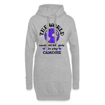 Le monde a besoin de plus de filles qui jouent au camogie. - Sweat-shirt à capuche long Femme - gris chiné - Devant