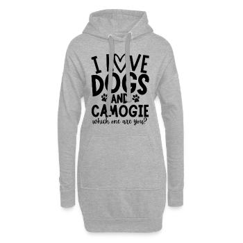 Ich liebe Hunde und Camogie. Welcher bist du? - Hoodie-Kleid - Grau meliert - Vorne
