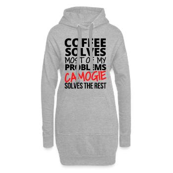 Camogie: Le café résout la plupart de mes problèmes - Sweat-shirt à capuche long Femme - gris chiné - Devant