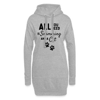 Alles, was Sie brauchen, ist Schwimmen und eine Katze. - Hoodie-Kleid - Grau meliert - Vorne