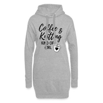 Kaffee & Stricken Art von Mädchen. - Hoodie-Kleid - Grau meliert - Vorne