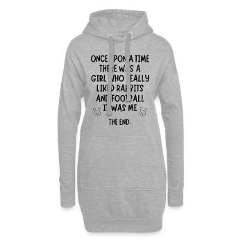 Ein Mädchen, das Kaninchen und Fußball wirklich mochte. - Hoodie-Kleid - Grau meliert - Vorne