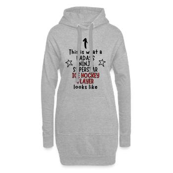Badass, Ninja, Superstar, Joueur de hockey sur glace - Sweat-shirt à capuche long Femme - gris chiné - Devant