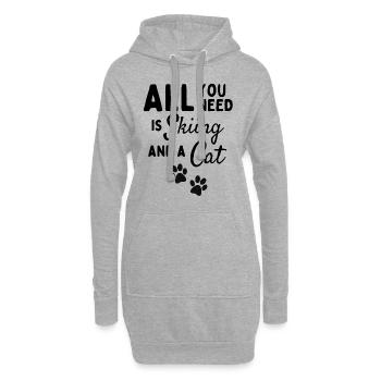 Alles, was Sie brauchen, ist Skifahren und eine Katze. - Hoodie-Kleid - Grau meliert - Vorne