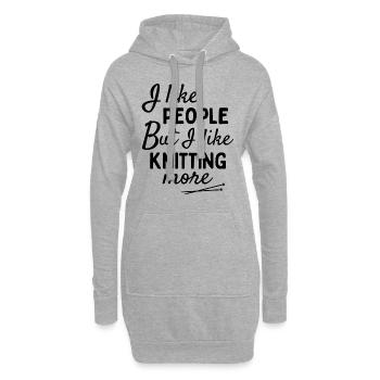 J’aime les gens MAIS j’aime tricoter plus - Sweat-shirt à capuche long Femme - gris chiné - Devant