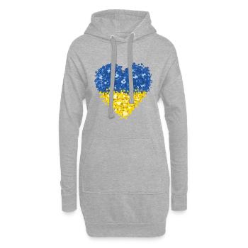 Ukraine Flag Heart Résumé - Sweat-shirt à capuche long Femme - gris chiné - Devant