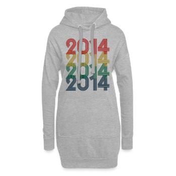 Cool Retro 2014, 9 Jahre alt, Kinder zum 9. Geburtstag - Hoodie-Kleid - Grau meliert - Vorne