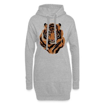 Tiger Gesicht Wild Life Kreatur Tier Tiger Lover - Hoodie-Kleid - Grau meliert - Vorne