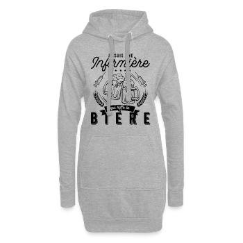 t shirt infirmière qui kiffe la bière idée cadeau - Sweat-shirt à capuche long Femme - gris chiné - Devant