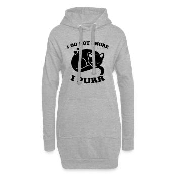 Ronron ronflement Drôle Dire Cadeau de chat - Sweat-shirt à capuche long Femme - gris chiné - Devant