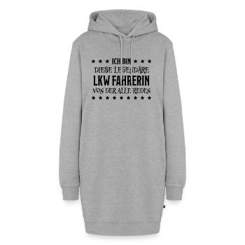 LKW Fahrerin Fun Spruch Lastwagenfahrerin Geschenk - Hoodie-Kleid - Grau meliert - Vorne