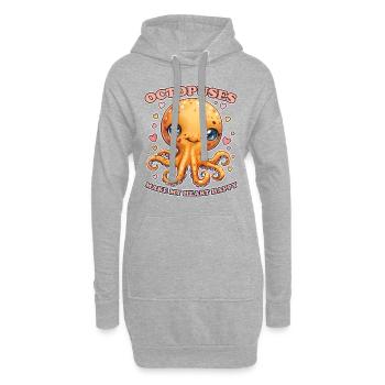 Drôle de pieuvre céphalopode calmar cadeau - Sweat-shirt à capuche long Femme - gris chiné - Devant