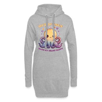 Drôle de pieuvre céphalopode calmar cadeau - Sweat-shirt à capuche long Femme - gris chiné - Devant