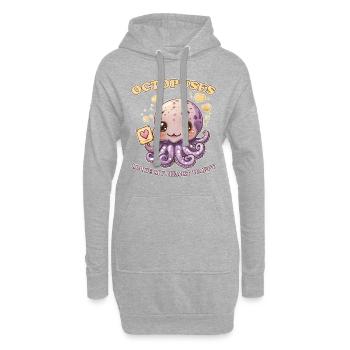 Drôle de pieuvre céphalopode calmar cadeau - Sweat-shirt à capuche long Femme - gris chiné - Devant