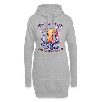 Lustiges Kraken Kopffüßer Tintenfisch Geschenk - Hoodie-Kleid - Grau meliert - Vorne