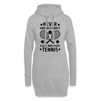 Tennis Spruch Mädchen Lustiges Tennis Geschenk - Hoodie-Kleid - Grau meliert - Vorne