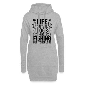 Angeln Spruch Fischen Hunde Lustig Angler Geschenk - Hoodie-Kleid - Grau meliert - Vorne