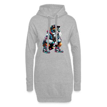 Cool Cat Hip-Hop Fashion - Hoodie-Kleid - Grau meliert - Vorne