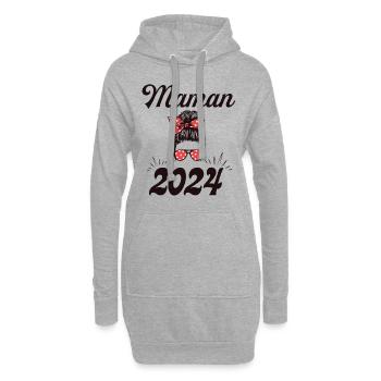 Femme Grossesse Annonce Bébé Future Maman 2024 - Sweat-shirt à capuche long Femme - gris chiné - Devant