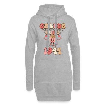 Baraque À Frites 1944 Femme Anniversaire 80 Ans - Sweat-shirt à capuche long Femme - gris chiné - Devant
