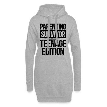 Humour Famille Adolescents Maman Papa - Sweat-shirt à capuche long Femme - gris chiné - Devant