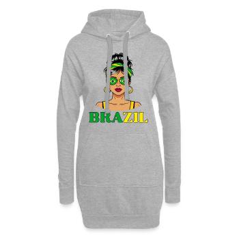 Drapeau Brésil Femme Brésilienne - Sweat-shirt à capuche long Femme - gris chiné - Devant