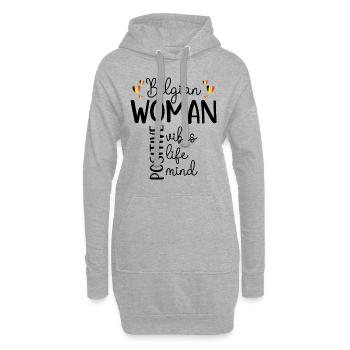 Positives Mädchen Belgische Frau - Hoodie-Kleid - Grau meliert - Vorne