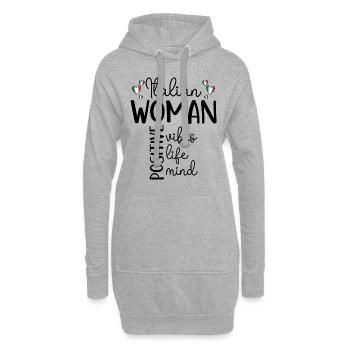 Fille Positive Femme Italienne - Sweat-shirt à capuche long Femme - gris chiné - Devant