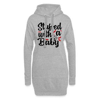 Stuffed with Baby Ausgestopft Schwanger Pregnant - Hoodie-Kleid - Grau meliert - Vorne
