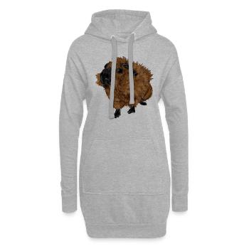 Design mit einem Rosetten-Meerschweinchen 2 - Hoodie-Kleid - Grau meliert - Vorne
