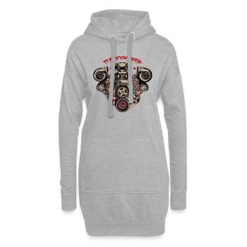 puissance turbo - Sweat-shirt à capuche long Femme - gris chiné - Devant