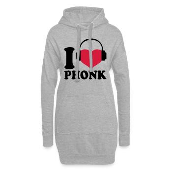 J'adore La Phonk - Aime La Musique Phonk - Sweat-shirt à capuche long Femme - gris chiné - Devant