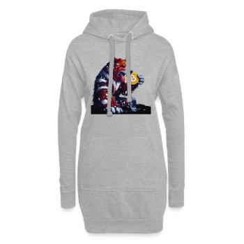 L’ours capitaliste mange la crypto-monnaie Bitcoin - Sweat-shirt à capuche long Femme - gris chiné - Devant