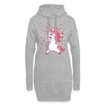Dabbing unicorn Einhorn mit Herzchen und Sternen - Hoodie-Kleid - Grau meliert - Vorne