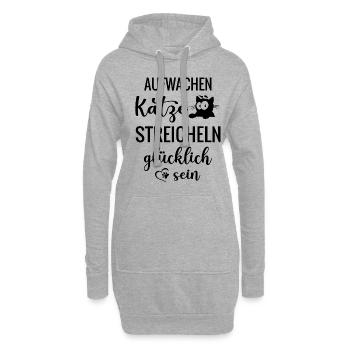 Katze streicheln glücklich sein - Hoodie-Kleid - Grau meliert - Vorne