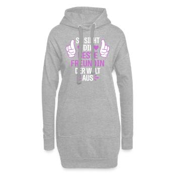 Die beste Freundin der Welt Spruch Geschenk - Hoodie-Kleid - Grau meliert - Vorne