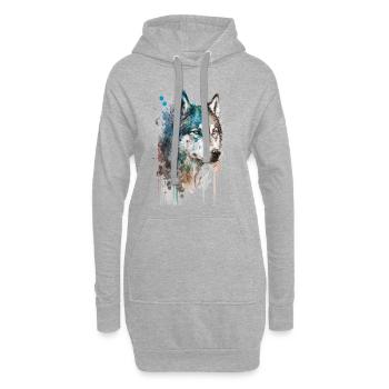 Siberian Husky 2 - Hoodie-Kleid - Grau meliert - Vorne